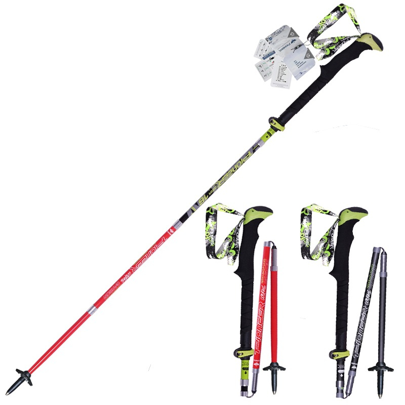 2 Pack Pioneer Carbon Fiber Trekking Poles Ultralight Folding Collapsible Trail Running Hiking Walking Sticks Lightweight Canes