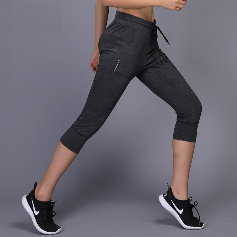 LYNSKEY Women Running Pants Cropped Trousers Gym Fitness Training Pant Drawstring Sport Yoga Pants Quick Dry Jogging Trousers