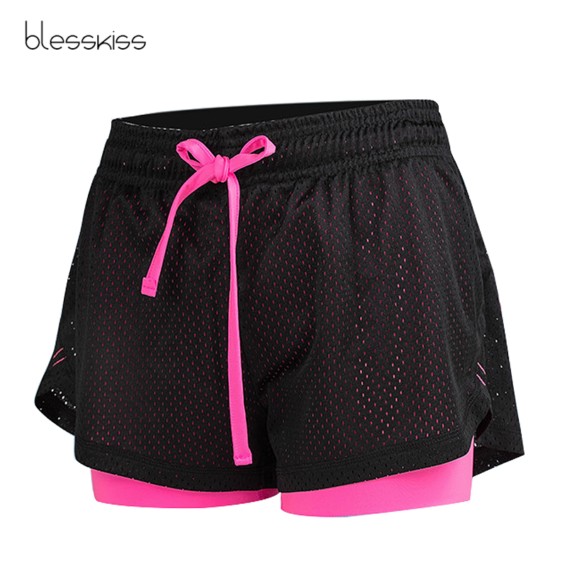 Blesskiss 2 in 1 Sport Shorts Women Fitness Plus Size Lulu Running Gym Yoga Shorts For Ladies Workout Volleyball Short Leggings