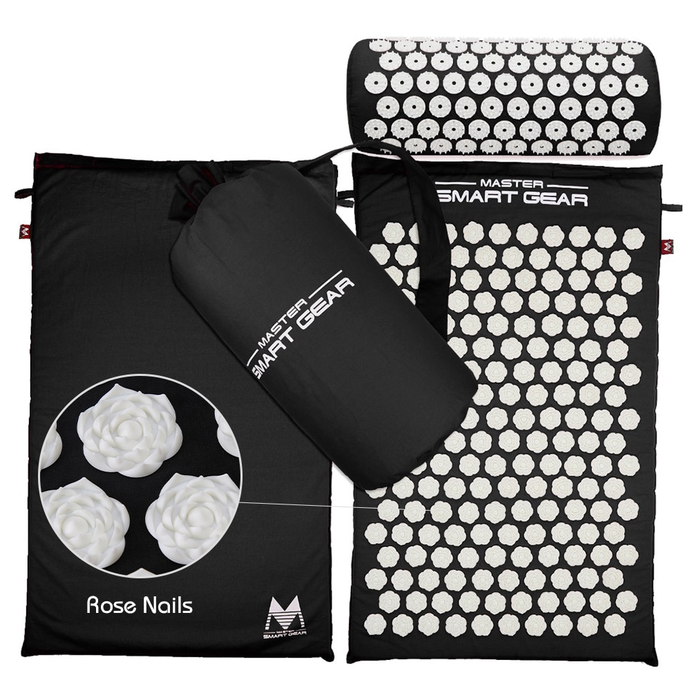 Acupressure Massage Mat Pillow Set Yoga Mat for Relieves Stress Back Neck Sciatic Pain Relaxation Tension Release with Free Bag