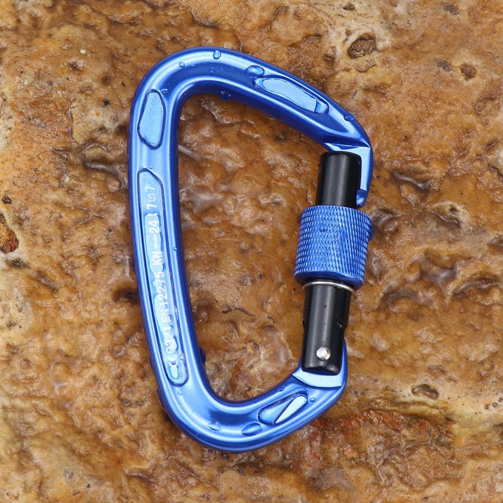 24KN Climbing Carabiner Professional Mountaineering D Shape Climbing Buckle Screw Gate Lock Carabiner For Outdoor Climbing