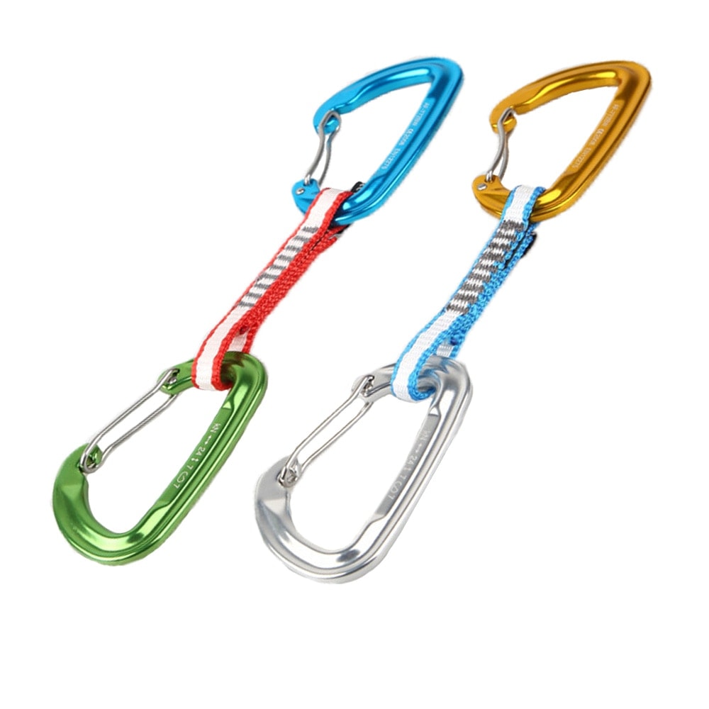 22KN CE D Shaped Rock Climbing Quickdraw Carabiner Wire Gate Buckle for Arborist Mountaineering Caving Rescue Tree Surgeon