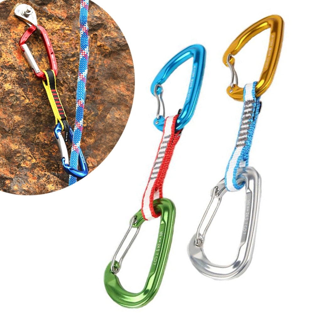 22KN CE D Shaped Rock Climbing Quickdraw Carabiner Wire Gate Buckle for Arborist Mountaineering Caving Rescue Tree Surgeon