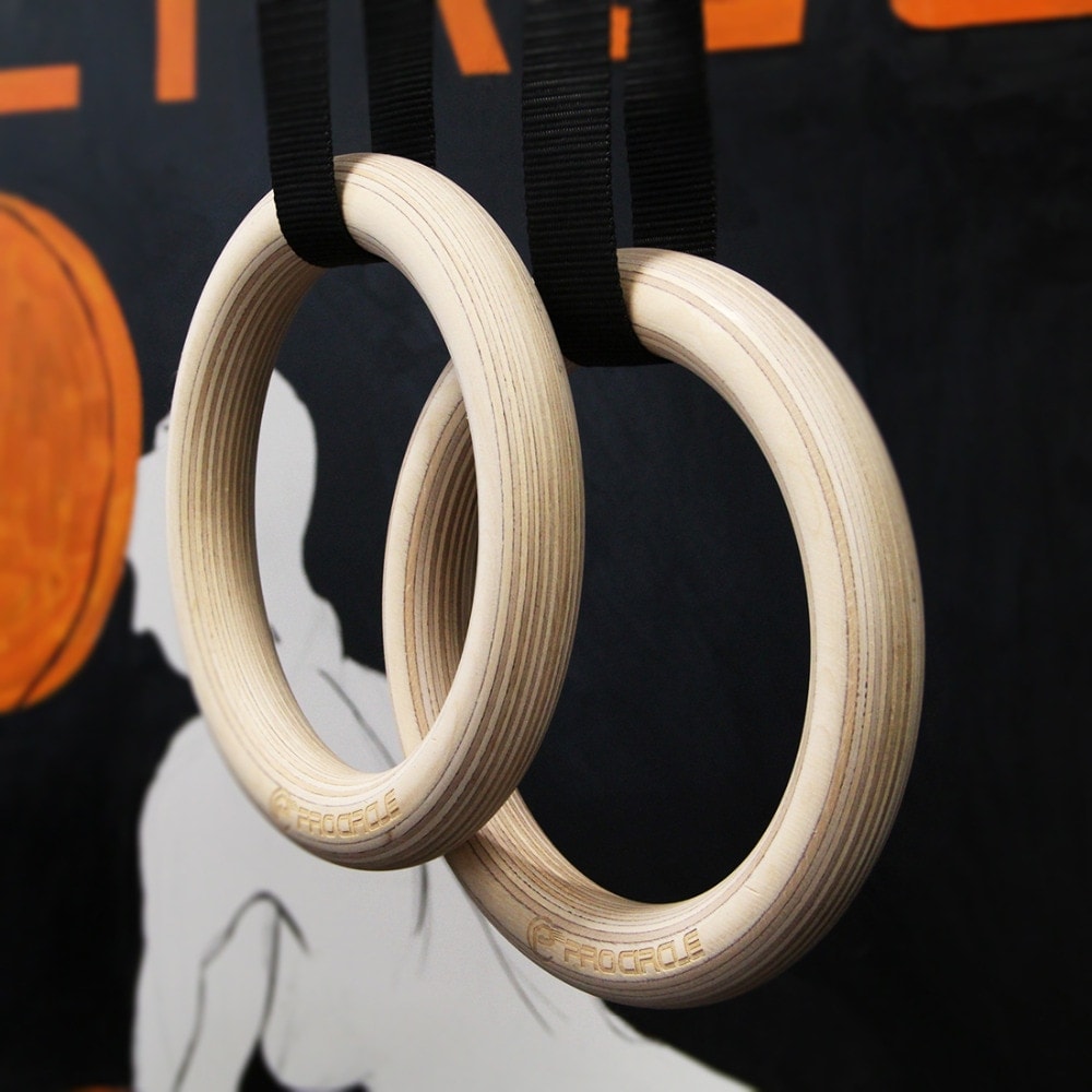 Wood Gymnastic Rings 32/28mm DIA Olympic Gym Rings For Home Gym Fitness Great for Your Muscle Building Ab Workout Strength