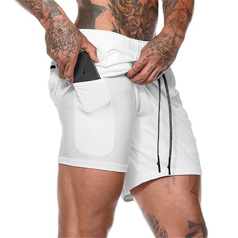 Men's Fitness Shorts with Towel Holder