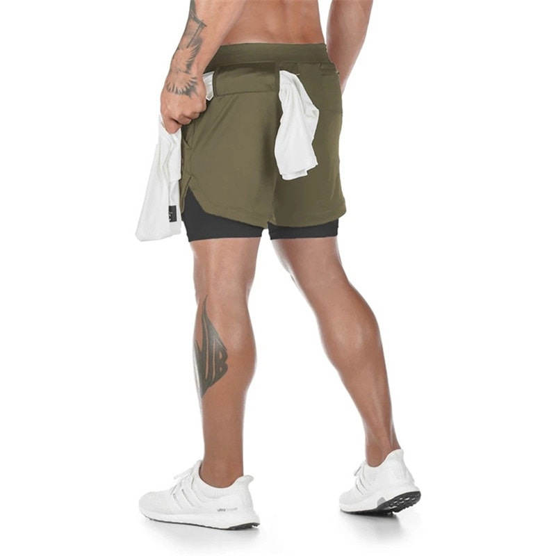 Men's Fitness Shorts with Towel Holder