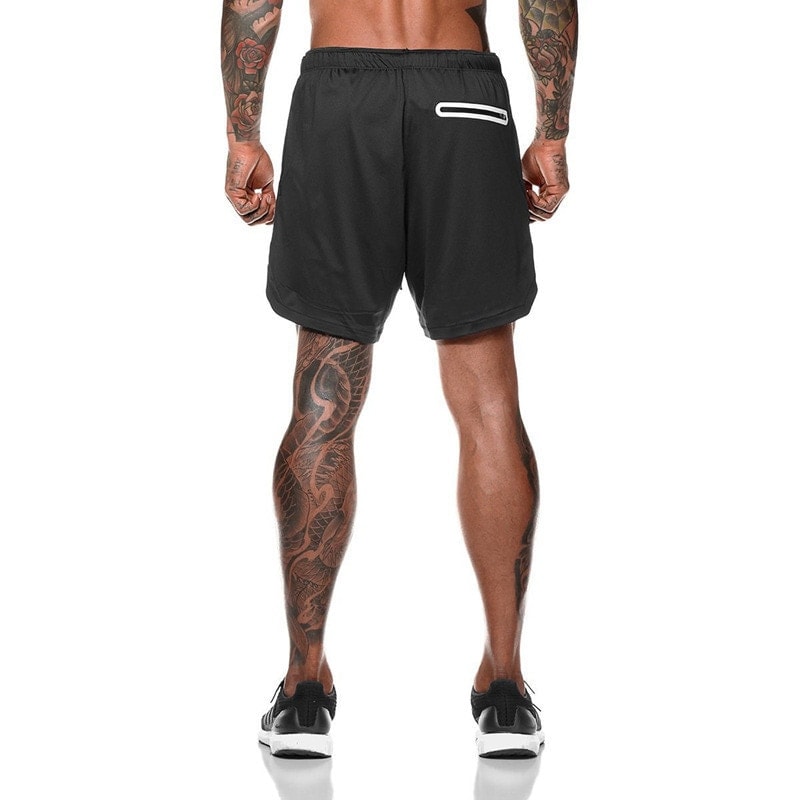 Men's Fitness Shorts with Towel Holder