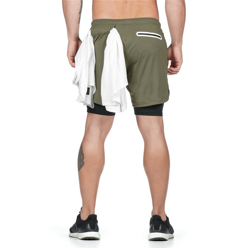 Men's Fitness Shorts with Towel Holder