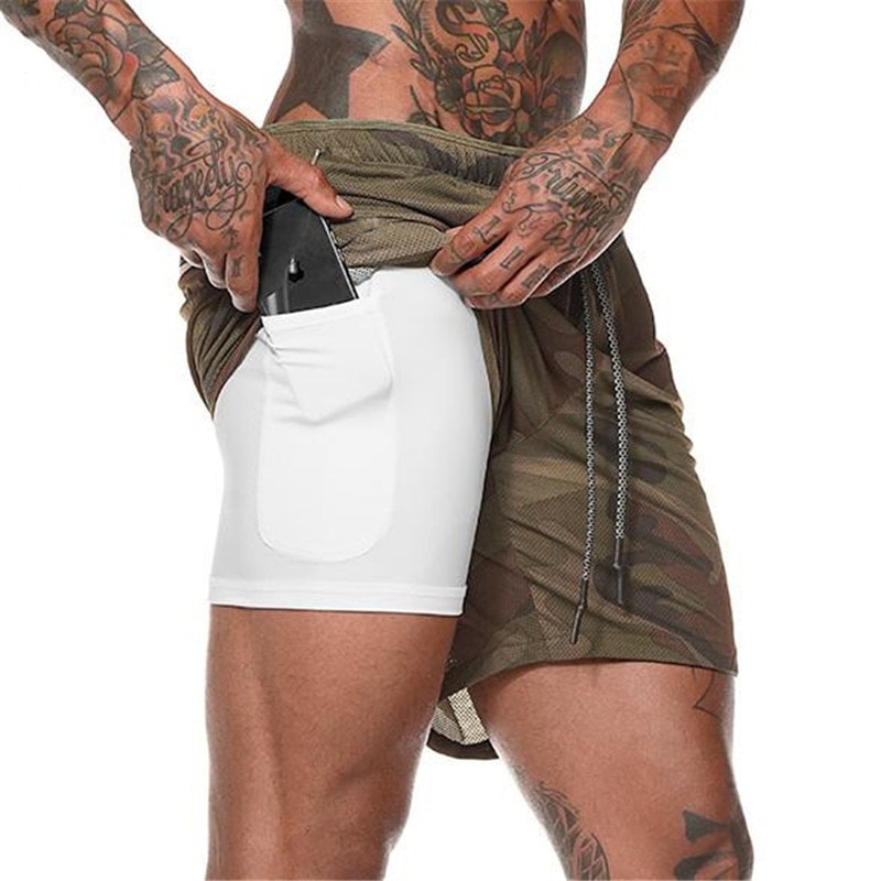 Men's Fitness Shorts with Towel Holder