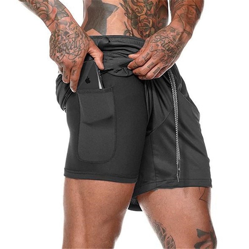 Men's Fitness Shorts with Towel Holder