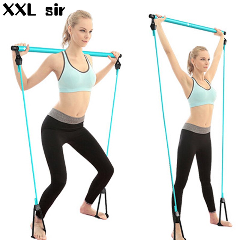 NEW Adjustable Pilates Bar Kit with Resistance Band Portable Pilate Exercise Stick Toning Bar Fitness Home Yoga Gym Body Workout