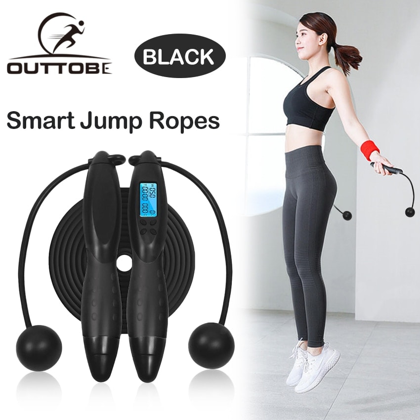 Outtobe Smart Jump Rope Fitness Sport Skipping Ropes with Anti-Slip Hand Grip with Anti-Slip Hand Grip with LCD Screen Showing