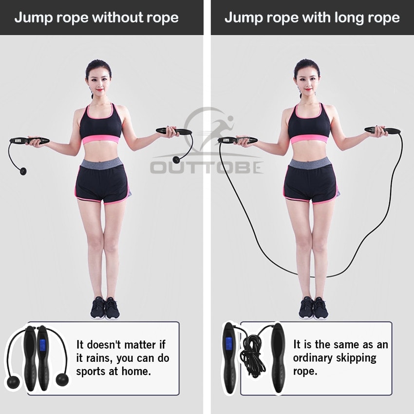 Outtobe Smart Jump Rope Fitness Sport Skipping Ropes with Anti-Slip Hand Grip with Anti-Slip Hand Grip with LCD Screen Showing