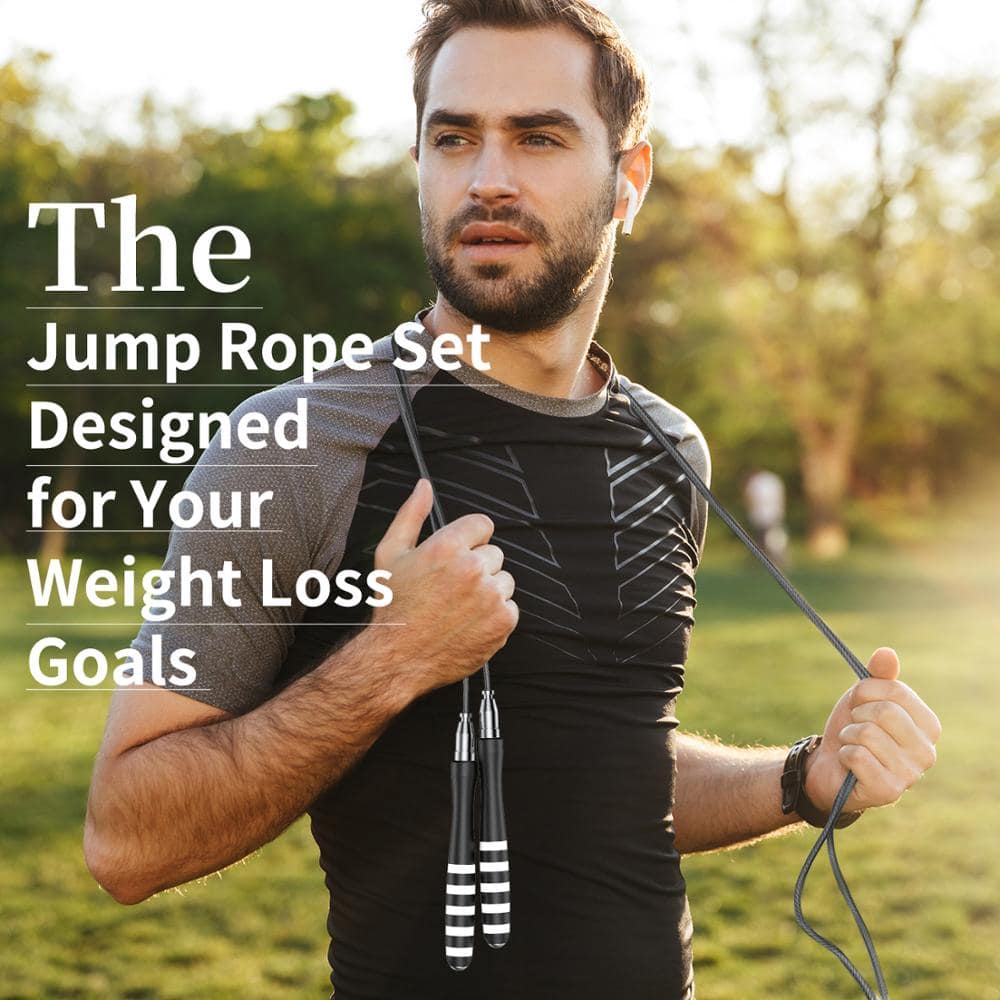 Weighted Jump Rope Set Professional Skipping Rope with High-Speed Bearings Great for Boxing, MMA, Crossfit, and Fitness Workouts