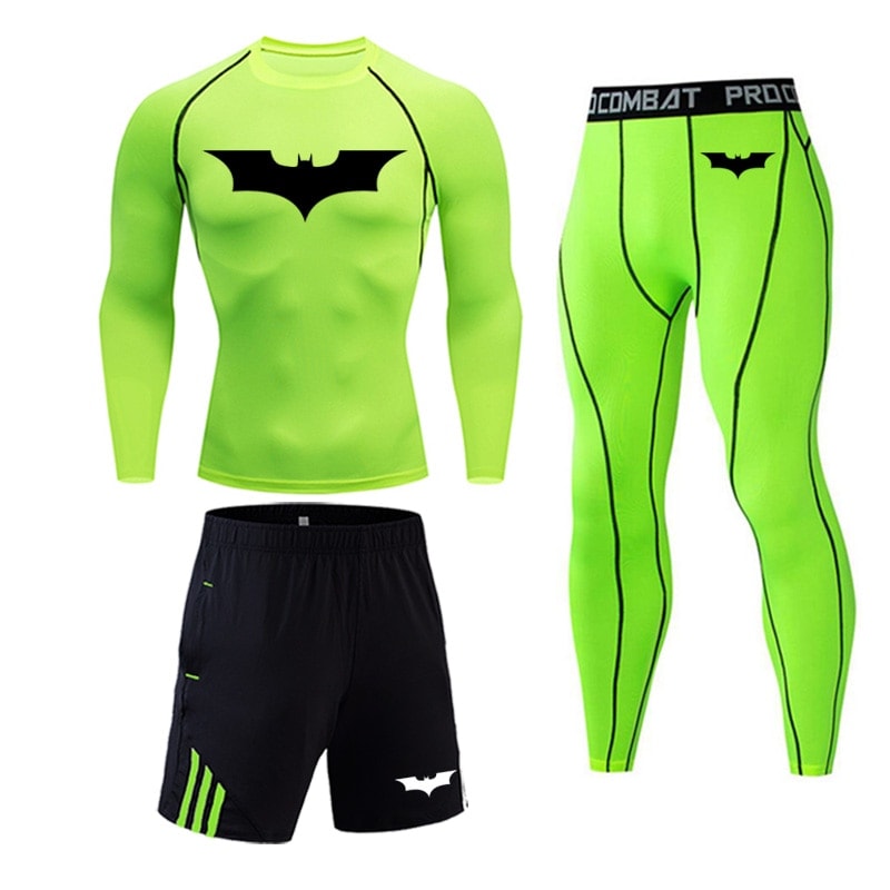 New Batman logo Compression Men's Sport  Quick Dry Running sets Clothes Tracksuit Joggers Training Gym Fitness Superhero mens