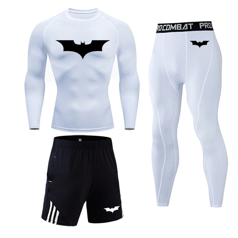 New Batman logo Compression Men's Sport  Quick Dry Running sets Clothes Tracksuit Joggers Training Gym Fitness Superhero mens