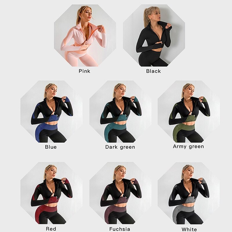 2/3/5 set seamless female sports yoga suit female fitness suit running fitness suit sports yoga suit long-sleeved yoga suit