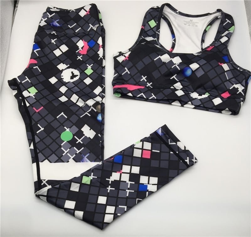 Ladies Sportswear Suits High Quality active wear Gym Sportswear Printed Leggings and Sports Bra suits yoga Set  For Women