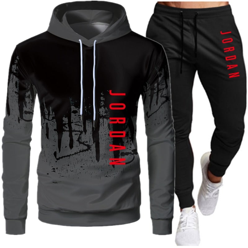 Sets Tracksuit Men Autumn Winter Hooded Sweatshirt Drawstring Outfit Sportswear 2020 Male Suit Pullover Two Piece Set Casual