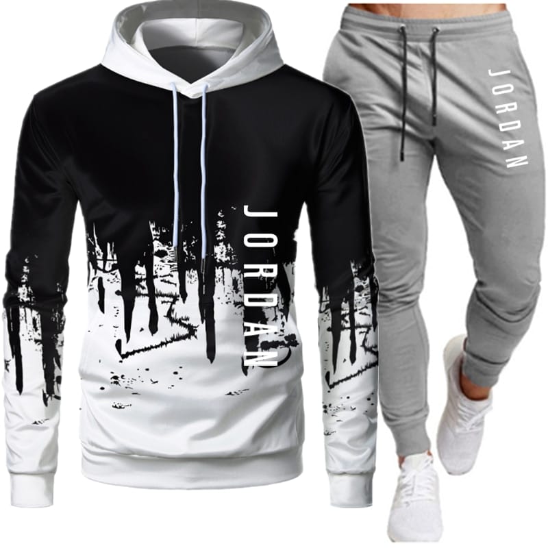 Sets Tracksuit Men Autumn Winter Hooded Sweatshirt Drawstring Outfit Sportswear 2020 Male Suit Pullover Two Piece Set Casual