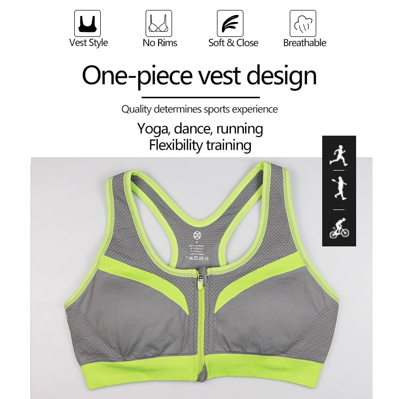 SEXYWG Zipper Sport Bra Yoga Shirt Women Sports Top Shockproof Tank Tops Crop Sexy Push Up Brassiere BH Sportswear Athletic Vest