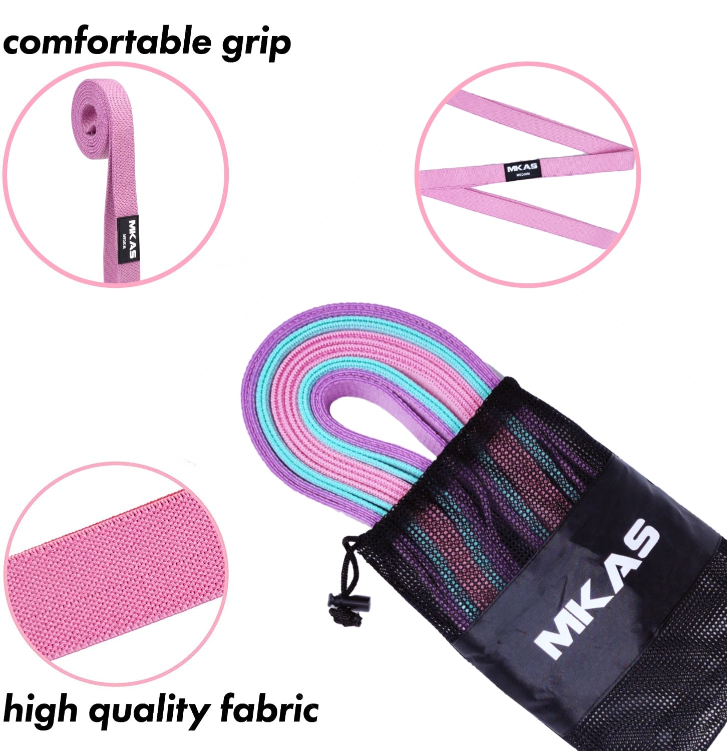 Long Fabric resistance bands set fitness Pull Up Assist Booty Hip workout exercise loop Elastic bands 3-Piece non-slip for leg