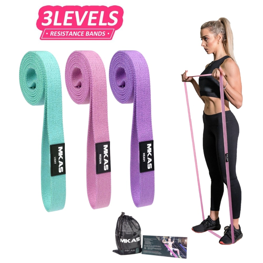 Long Fabric resistance bands set fitness Pull Up Assist Booty Hip workout exercise loop Elastic bands 3-Piece non-slip for leg