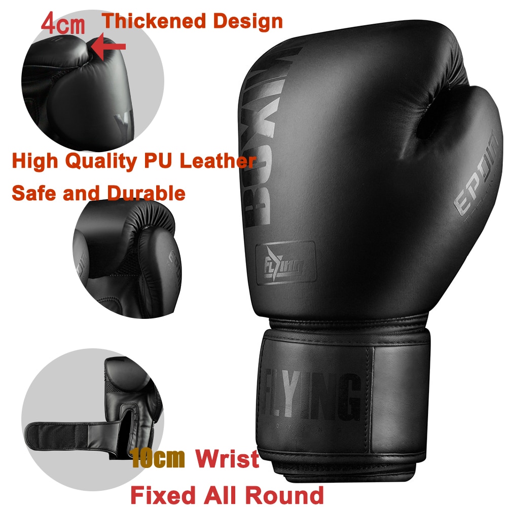 FLYING 10 12 14oz Boxing Gloves PU Leather Muay Thai Guantes De Boxeo Free Fight MMA Sandbag Training Glove For Men Women Kids