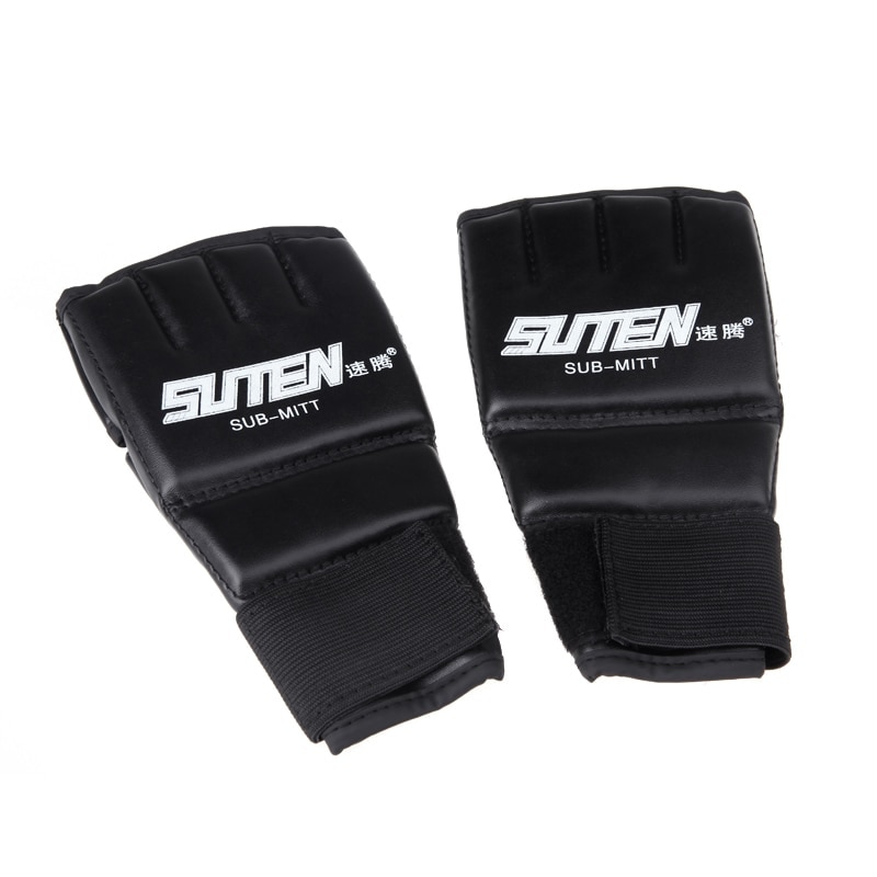 2PCS/Pair Boxing Gloves PU Leather Finger Protector Half Mitts Mitten MMA Muay Thai Training Punching Fighting Sports