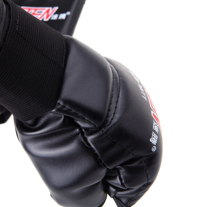 2PCS/Pair Boxing Gloves PU Leather Finger Protector Half Mitts Mitten MMA Muay Thai Training Punching Fighting Sports