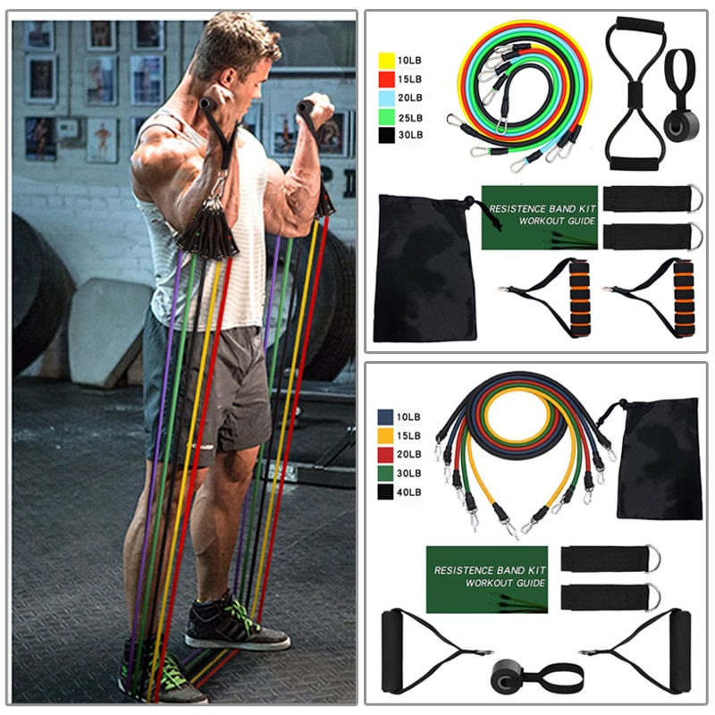 Eight kinds of Resistance Bands Sets Elastic Tubes Band Training Yoga Exercise Fitness Workout Gym Expander Pilates Equipment