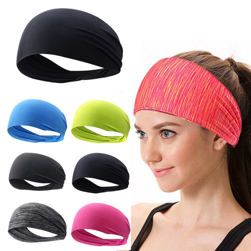 2019 Women/Men Elastic Yoga Headband Sport Sweatband Running Sport Hair Band Turban Outdoor Gym Sweatband Sport Bandage 6 Color