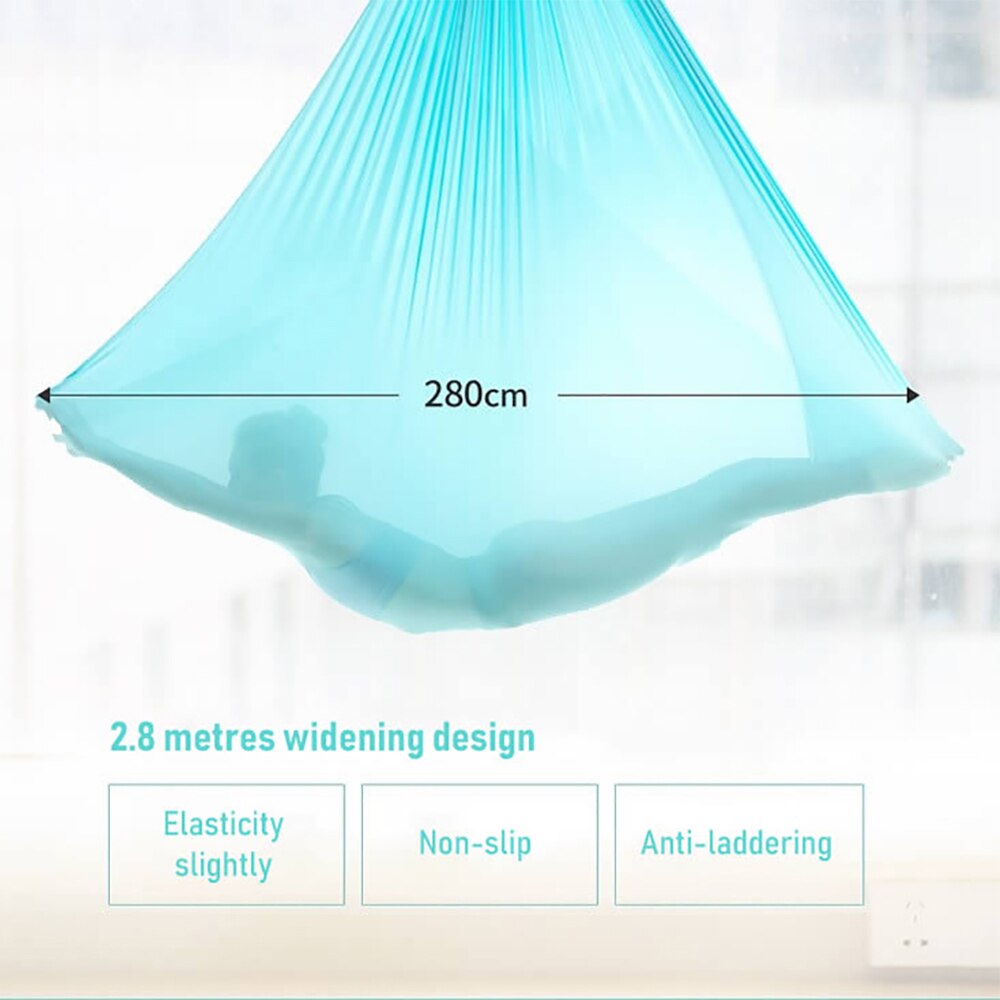 5*2.8M Yoga Flying Hammock Swing Aerial Yoga Hammock Silk Fabric with Carabiner & Daisy Chain for Yoga Anti-Gravity Pilates