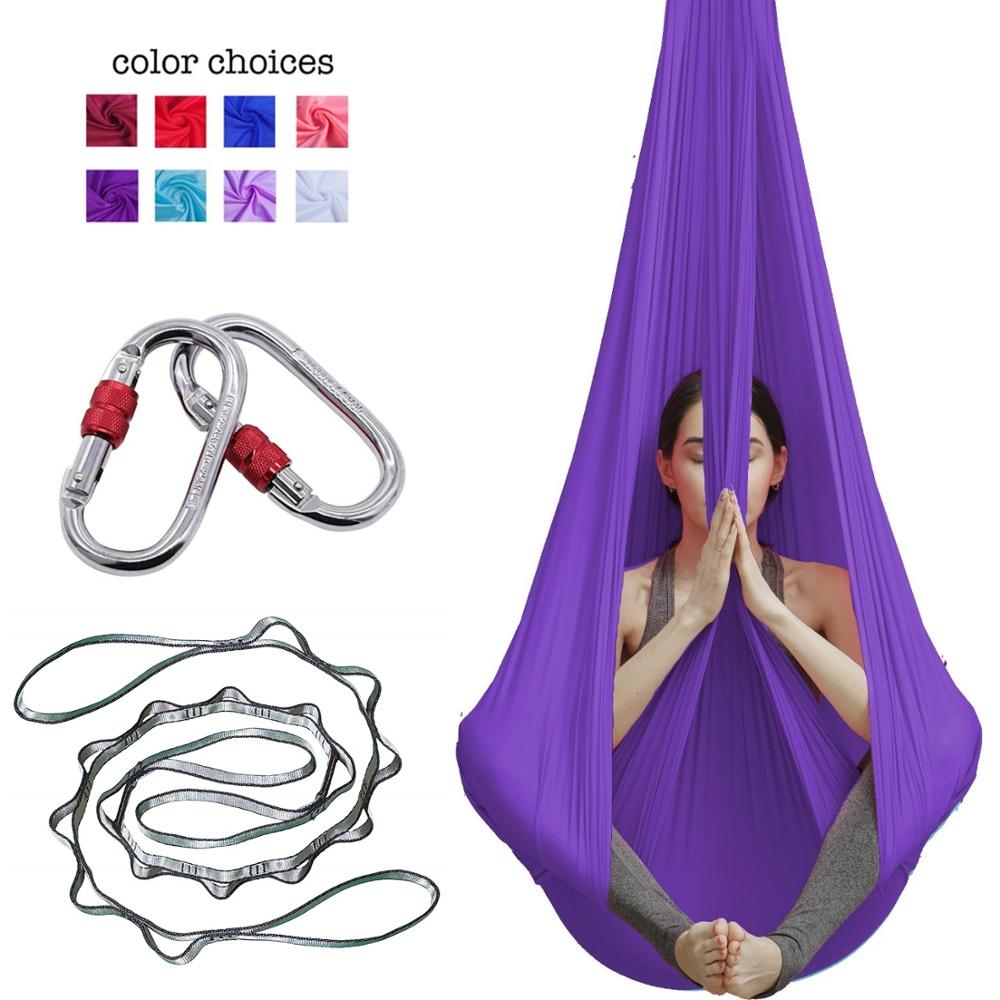 5*2.8M Yoga Flying Hammock Swing Aerial Yoga Hammock Silk Fabric with Carabiner & Daisy Chain for Yoga Anti-Gravity Pilates