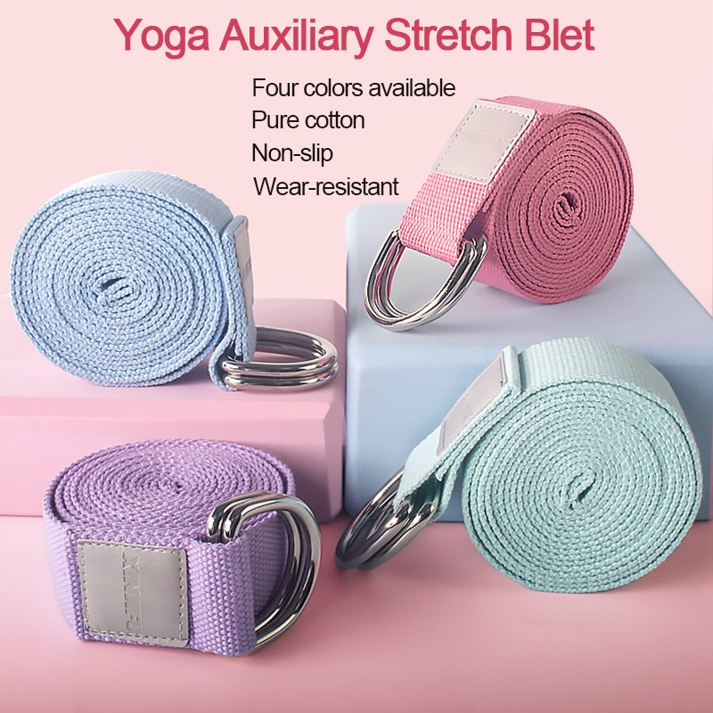 Yoga Adjustable Stretch Strap Multi-Colors D-Ring Belt Washable Sport Stretch Strap Waist-Leg Resistance Fitness Bands Yoga Belt