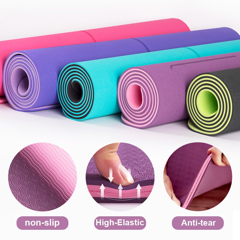 TPE Yoga Mat 6mm For Beginner Non-slip Mat Yoga Sports Exercise Pad With Position Line For Home Fitness Gymnastics Pilates Mats