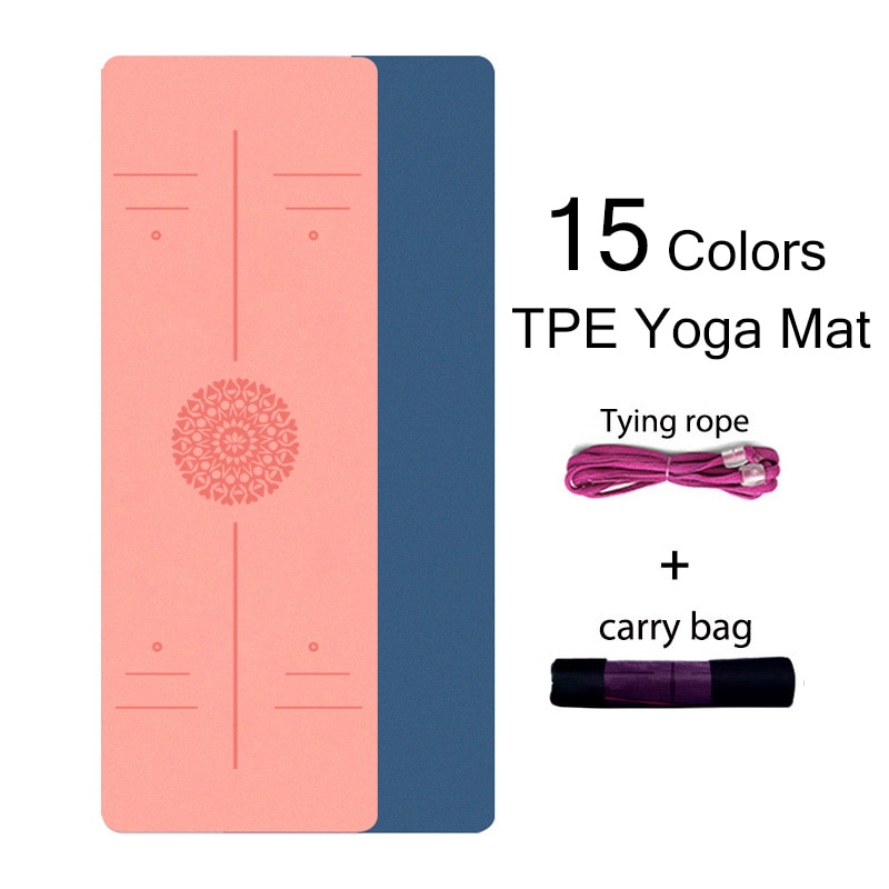 TPE Yoga Mat 6mm For Beginner Non-slip Mat Yoga Sports Exercise Pad With Position Line For Home Fitness Gymnastics Pilates Mats