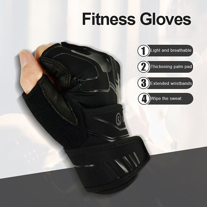 Leather Workout Gym Gloves Weight Lifting Fingerless Fitness Gloves Men Women