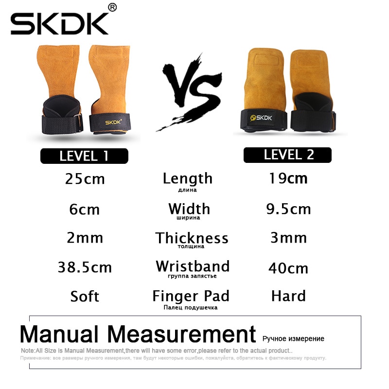 SKDK 1Pair Cowhide Gym Gloves Grips Anti-Skid Weight Lifting Grip Pads Deadlifts Workout Crossfit Fitness Gloves Palm Protection