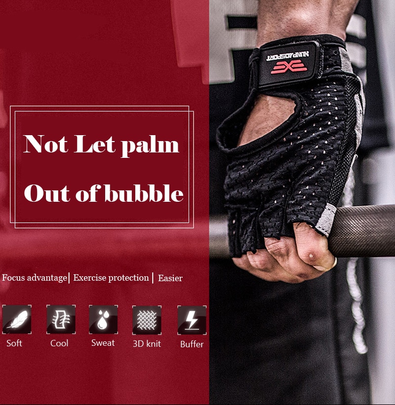 Queshark Women Men Non-Slip Durable Half Finger Sport Gym Gloves Shockproof Fitness Gloves Weightlifting Dumbbell Gloves