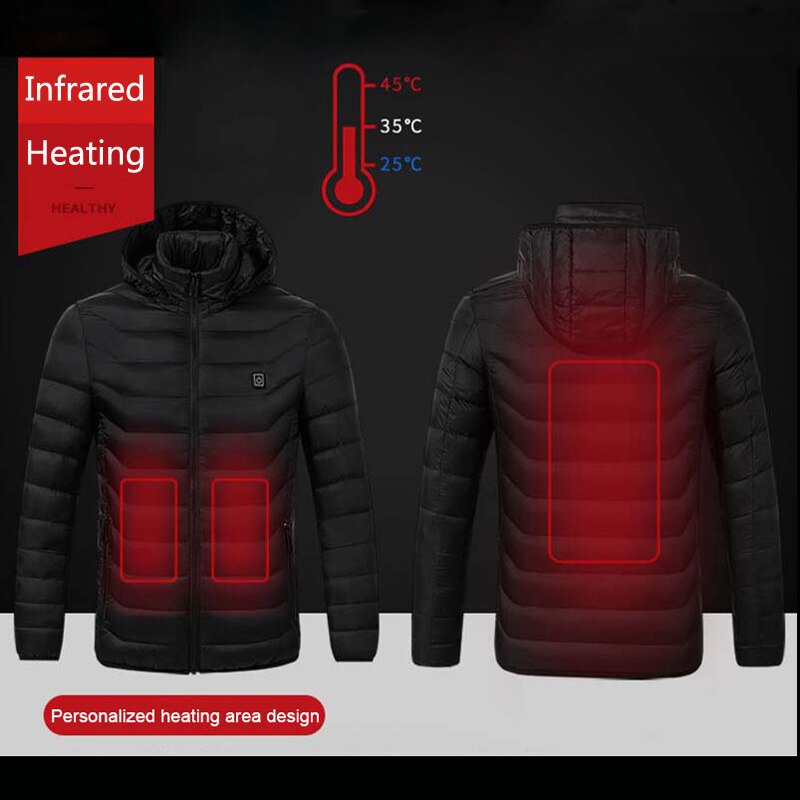 MAIJION Winter Warm Hiking Jackets Men Women Smart Thermostat Hooded Heated Clothing Waterproof Skiing Climbing Fleece Coat