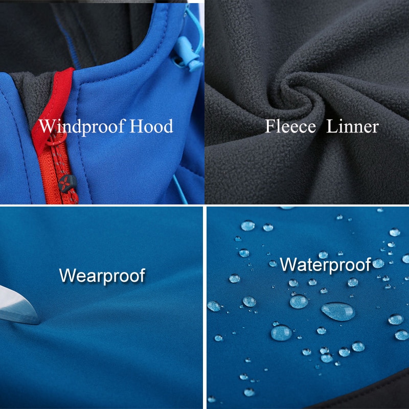 NUONEKO Softshell Jacket Men Women Windproof Waterproof Jackets Men's Soft Shell Windbreaker Jacket Ski Hiking Warm Coats JM05