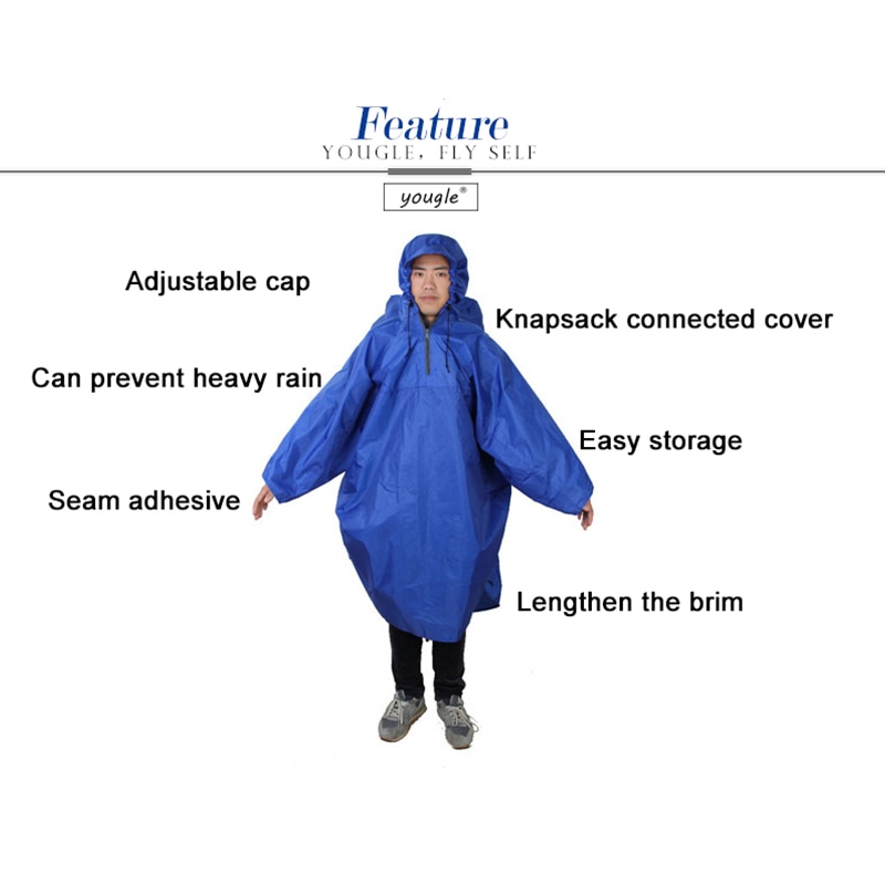 Backpack Cover One-piece Raincoat Poncho Rain Cape Outdoor Hiking Camping Raincoat Jackets Unisex