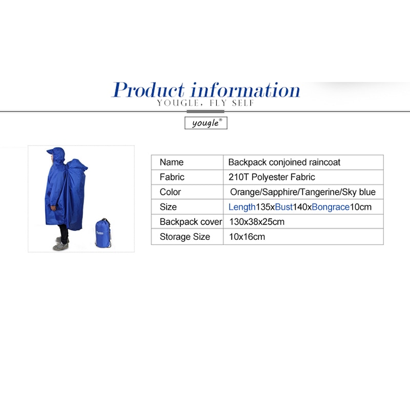 Backpack Cover One-piece Raincoat Poncho Rain Cape Outdoor Hiking Camping Raincoat Jackets Unisex