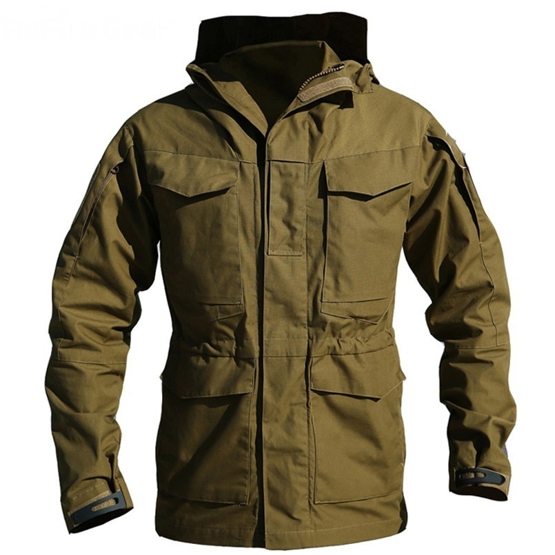 M65 Tactical Waterproof Windbreaker Hiking Camping Jackets Outdoor Hoodie Sports Coat Men High Quality Multi-pocket Jackets