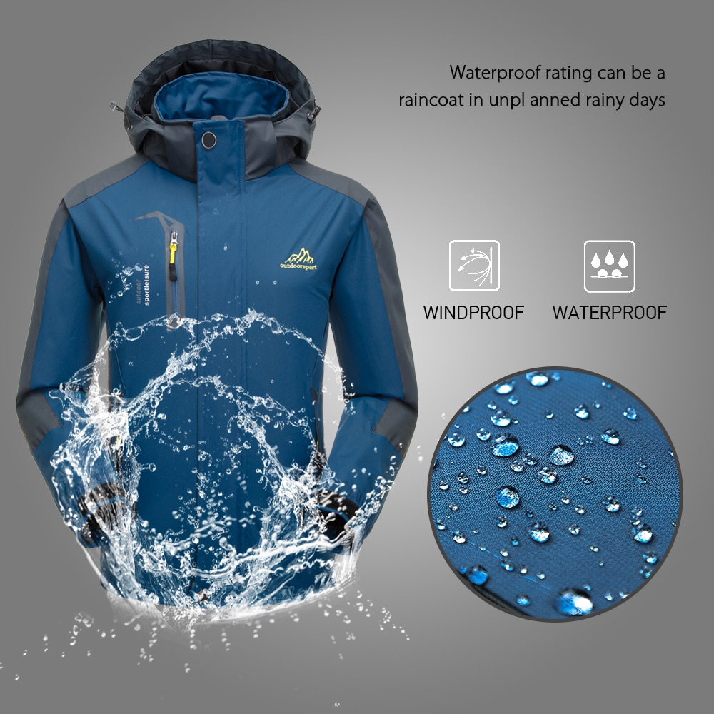 Lixada Outdoor Windbreaker Climbing Waterproof Jacket Windproof Raincoat Sportswear Cycling Sport Detachable Hooded Coat for Men