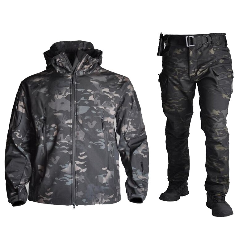 Tactical Sets Men Sharkskin Softshell TAD Jacket Or Pants Military Uniform Hiking Camping Waterproof Camouflage Hunting Clothes