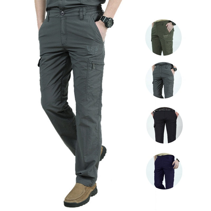 Summer Plus Size Outdoor Hunting Casual Pants Pocket Fish Sport Quick-Drying Pants Men's Combat Tactical Pant Trousers Sweatpant