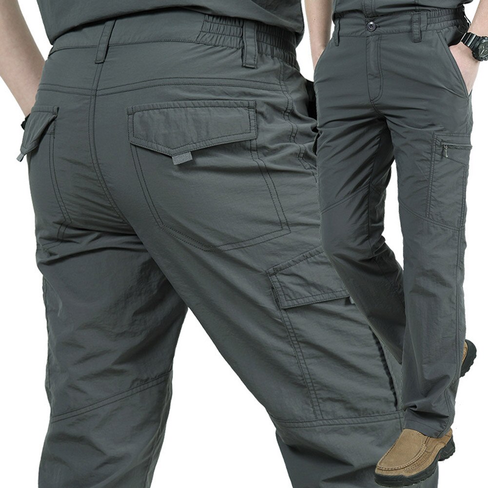Men Work Multi-Pockets Cargo Pants Climbing Hiking Quick Dry Outdoor Long Pants ZJ55