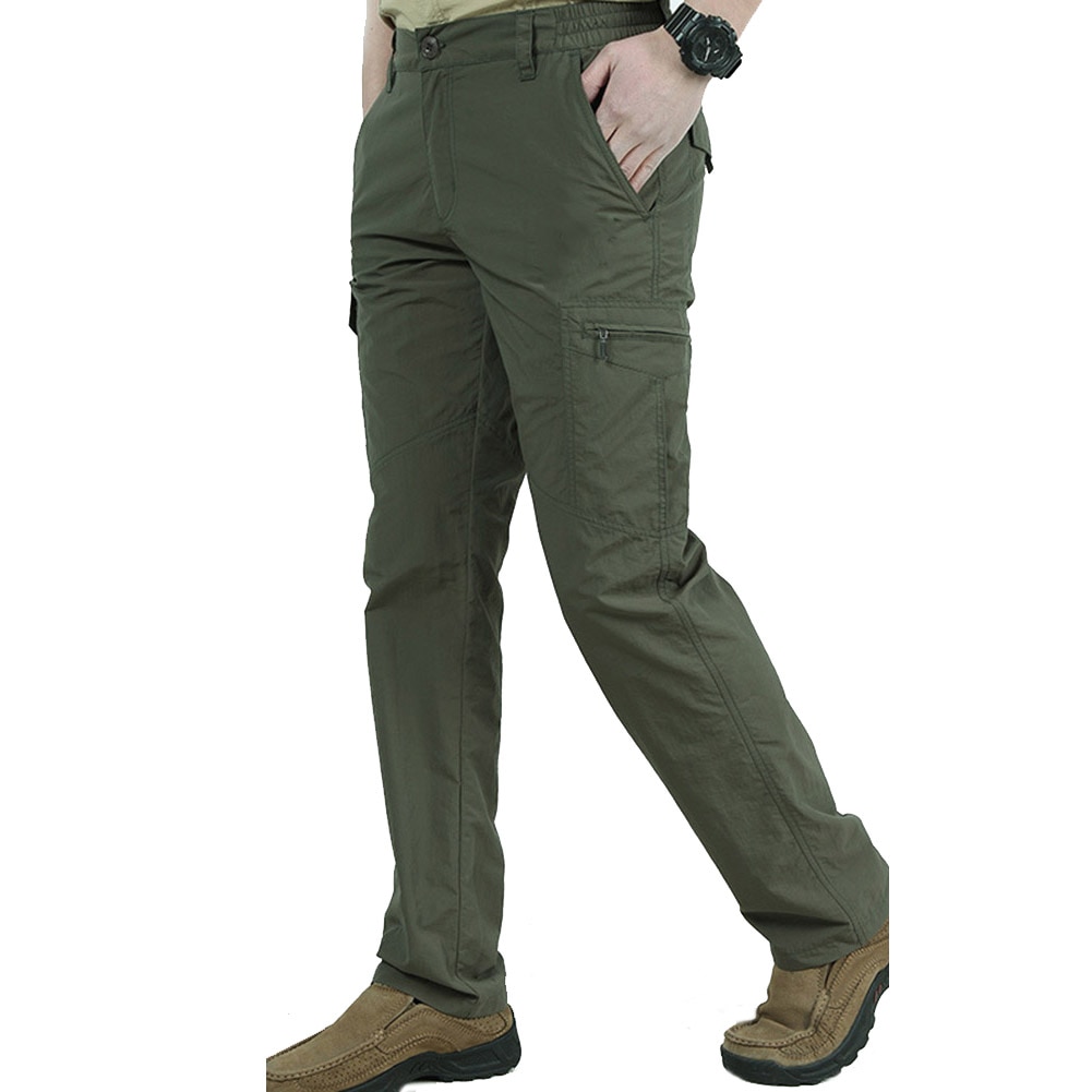 Men Work Multi-Pockets Cargo Pants Climbing Hiking Quick Dry Outdoor Long Pants ZJ55